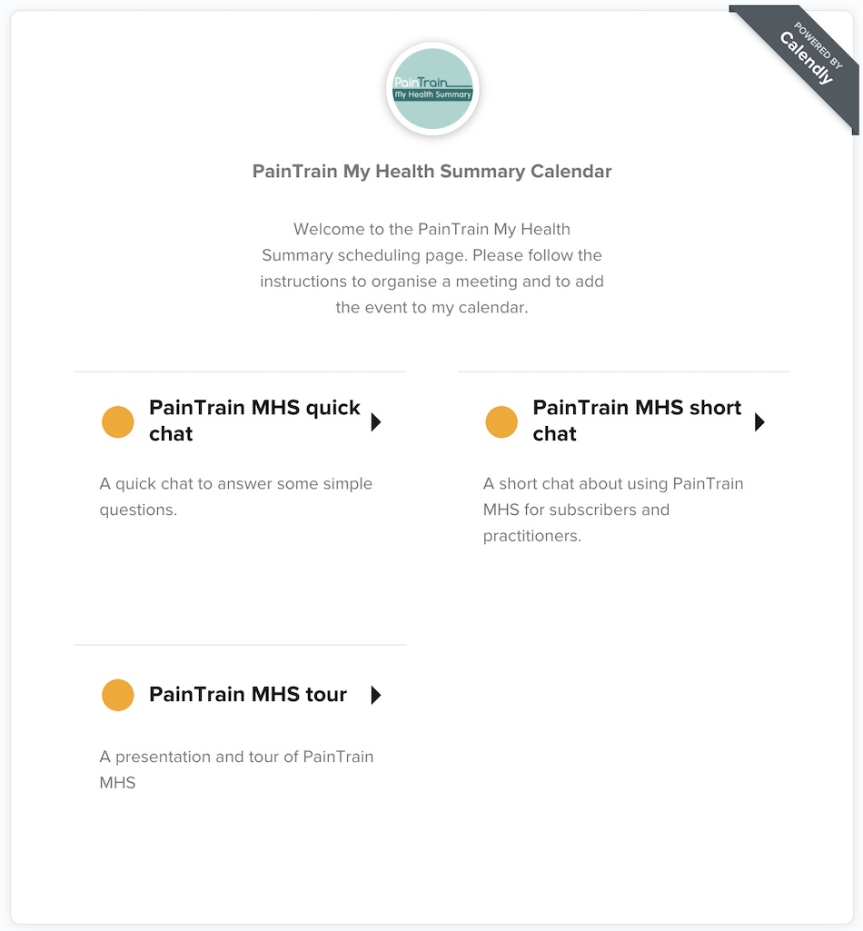 PainTrain Calendly